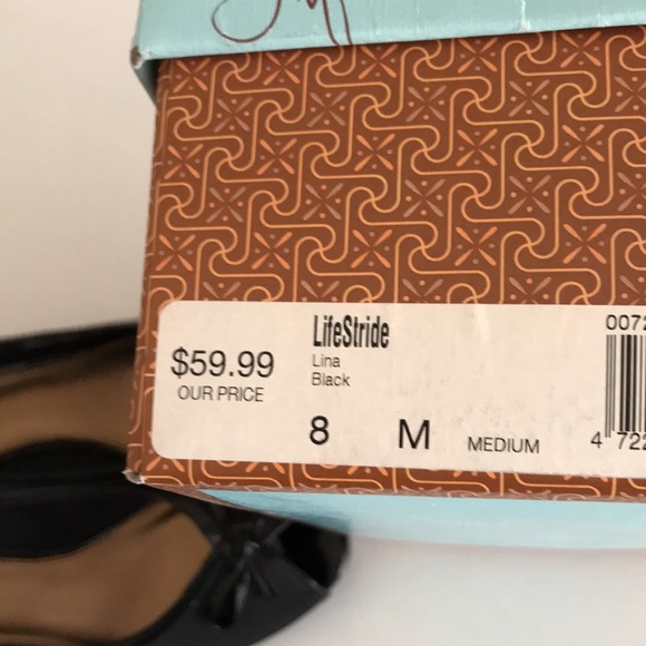 Life Stride Stylish Black Peep-Toe Flats. Size 8 M - Picture 5 of 9